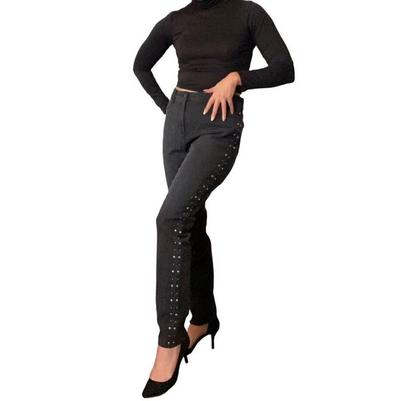 NYDJ NWT Frannie Ami Studded Slimming Skinny Jeans Black Size 12 - Picture 2 of 10